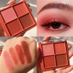 四色全哑光眼影盘干枯玫瑰红色百搭网红爆款病娇妆舞台节日妆国风