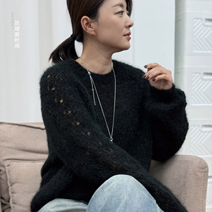 玖球新时尚 织高品羊驼毛镂空灯笼袖 50克 毛线一两 手编线 同款