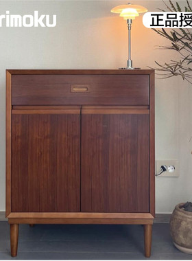 包邮日本Karimoku60日式家具复古实木收纳储物柜边柜碗柜带门抽屉