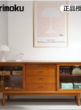 包邮日本Karimoku60日式北欧实木边柜收纳储物柜碗柜客厅抽屉带门