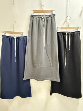 LZHOUSE 2025秋冬加厚款半身裙 撞色腰头抽绳收腰长裙