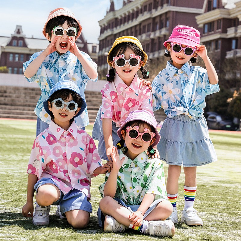 六一儿童啦啦队夏衬衫演出服幼儿园表演服小学生运动会可爱舞蹈服