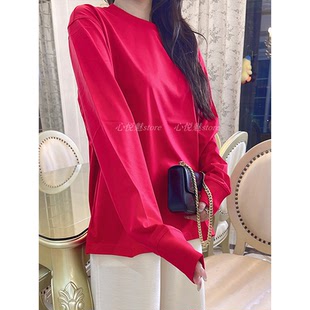 2024早秋新款J家马匹棉纯色圆领休闲宽松显瘦长袖卫衣2666