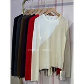 J家 16针单边美丽奴羊毛基础百搭圆领套头长袖 针织上衣76323