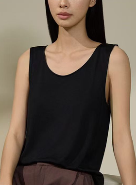 Fimage有致 大圆领显瘦百搭吸湿透气桑蚕丝正肩背心230008