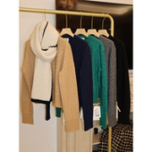 J家 9针扭绳羊绒白蚕丝珠片圆领绞花针织开衫 短外套16760