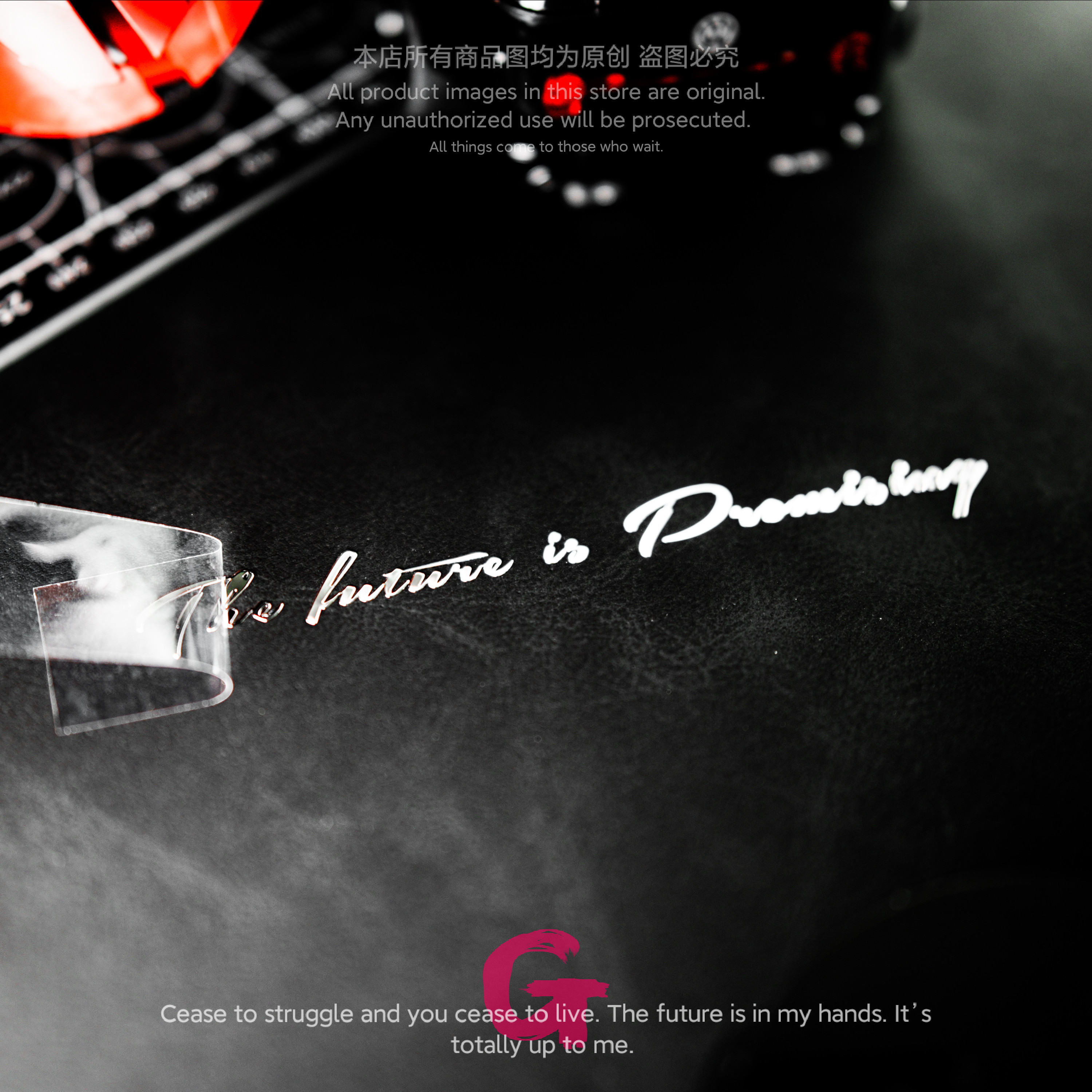 粉G 未来可期英文金属贴纸个性创意高级感笔记本电脑手机吉他贴饰