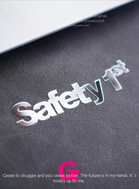 粉G 个性创意安全第一英文金属贴纸高级感立体笔记本电脑手机贴饰