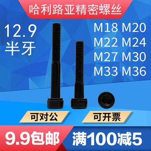 M18M20M22M24 M36圆柱头内六角超长加长半牙螺丝螺钉12.9级DIN912