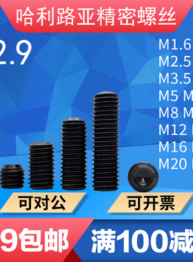 12.9级DIN916凹端内六角紧定螺丝GB80无头机米1.6M2M2.5M3M4-M24