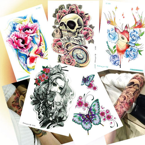 奇纹花臂防水男士女生贴纸蝴蝶