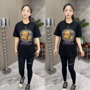 气质感ins显瘦宽松遮肉亲肤透气上衣女遮肉高级透气显年轻体恤潮