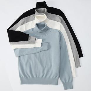 针织衫 全棉翻领重工不起球厚款 套头上衣 线衫 纯棉毛衣女高领打底衫