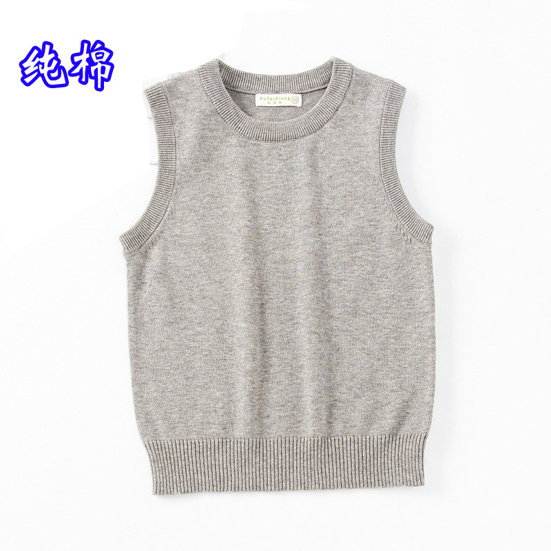 100%纯棉马甲针织背心女无袖马夹坎肩圆领打底毛衣秋冬款内搭薄款