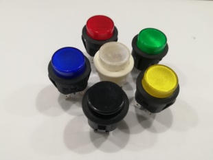 220V带灯 自锁&复位按键 16A250V 卡式 LC210圆形塑胶按钮开关20mm