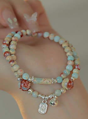 新中式串珠手链女异域民族风手串国风双层叠戴手饰礼物双圈