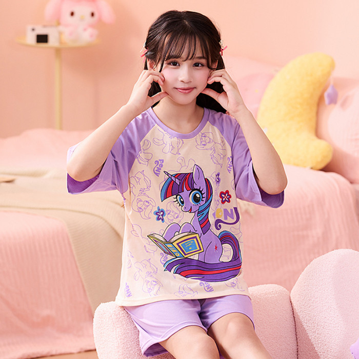 彩虹小马宝莉睡衣夏季短袖纯棉套家居服套装