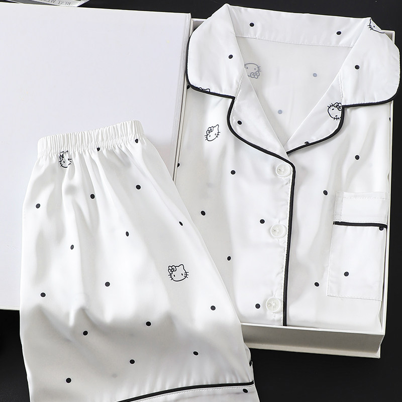 夏季女童冰雪丝KT猫家居服套装