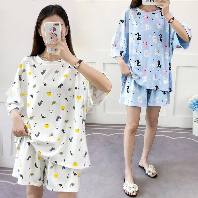 超特大码女装300斤200斤胖mm加肥加大短袖短裤宽松睡衣家居服套装