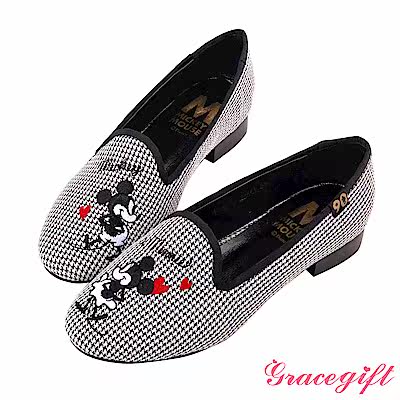 disney collection by grace gift-經典年代復古樂福鞋 黑格