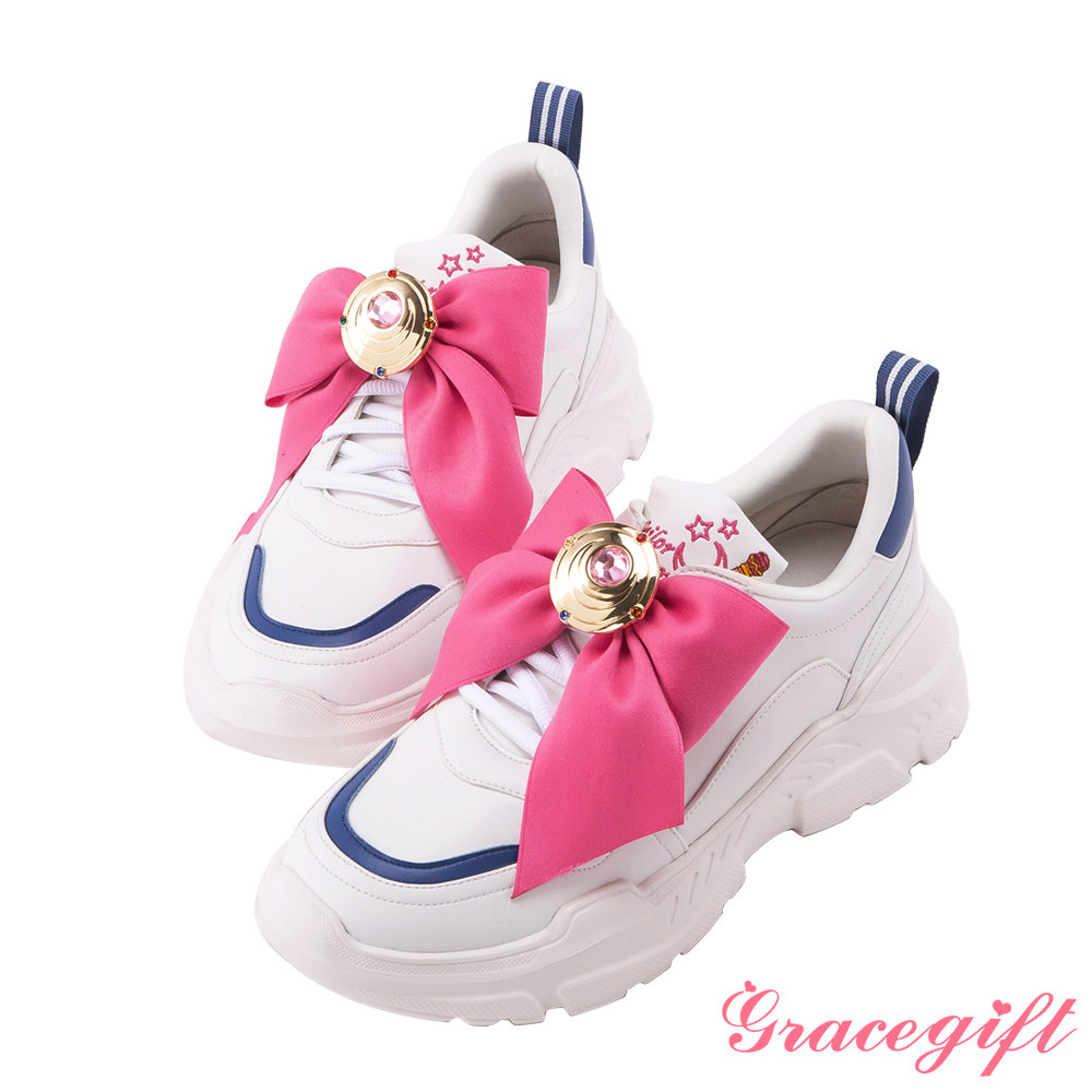grace gift-美少女戰士變身器緞帶厚底老爹鞋 深 