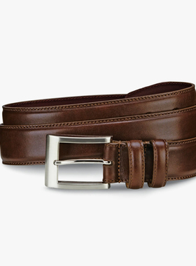 代购Allen Edmonds男士美国产高档头层牛皮商务绅士皮带真皮针扣