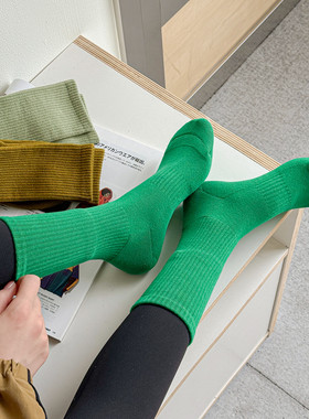 全店满20元或者6双包邮无骨缝头绿色篮球跑步中筒袜加厚毛巾底