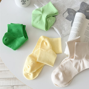 彩色袜子多巴胺女韩版 纯棉日系糖果色短袜 无骨网眼袜ins潮春夏款