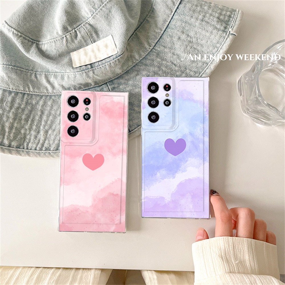 渐变爱心适用于三星S25edge/S24ultra/s23ultra手机壳A16/A06少女粉A56/A55/A54透明A16/A15/A05S软壳A35/A34
