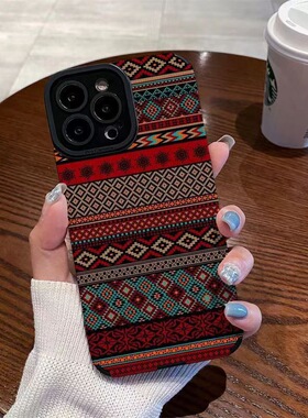 红色图腾适用于iPhone17/16/15/14/13/air手机壳15promax花纹14promax/7plus软壳13pro全包11promax简约se2