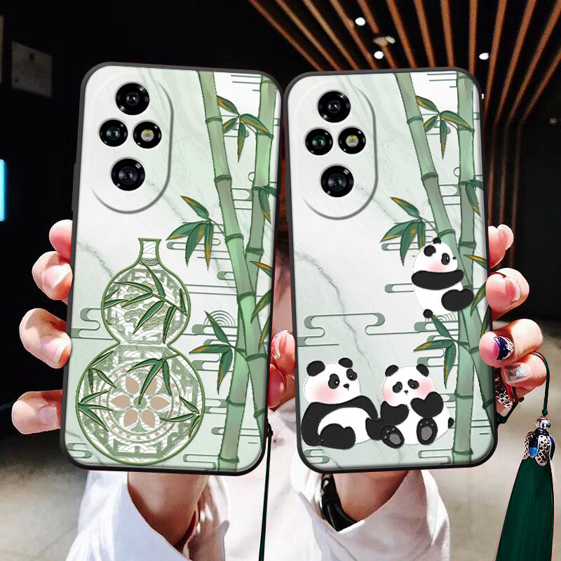 青竹熊猫适用于OPPO reno12/11/浮雕手机壳流苏find x7ultra精美r17真我realme gtneo3薄款q3软壳K11X国潮K12
