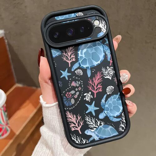 蓝色海龟适用于谷歌Pixel10proXL/10pro手机壳9proXL卡通Google Pixel8pro保护套7pro软壳7A/8A/10个性10pro