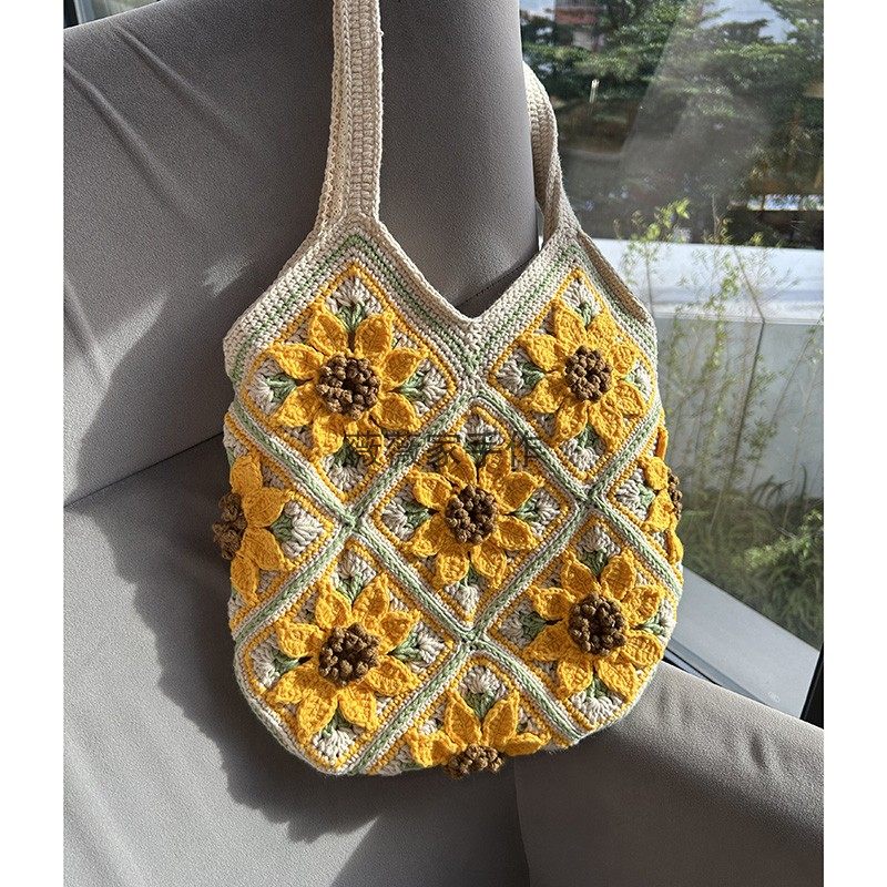 成品手工编织毛线钩织单肩包