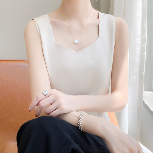 吊带背心女V领西装内搭醋酸无袖白色仿真丝夏打底缎面上衣