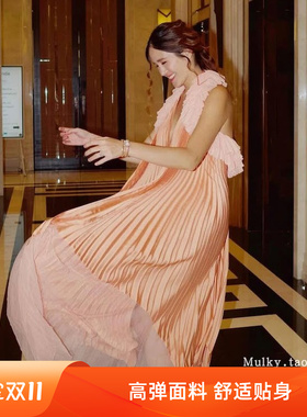 【泰国代购】设计师品牌 Kemissara 褶皱风情宽松露背连衣裙长裙