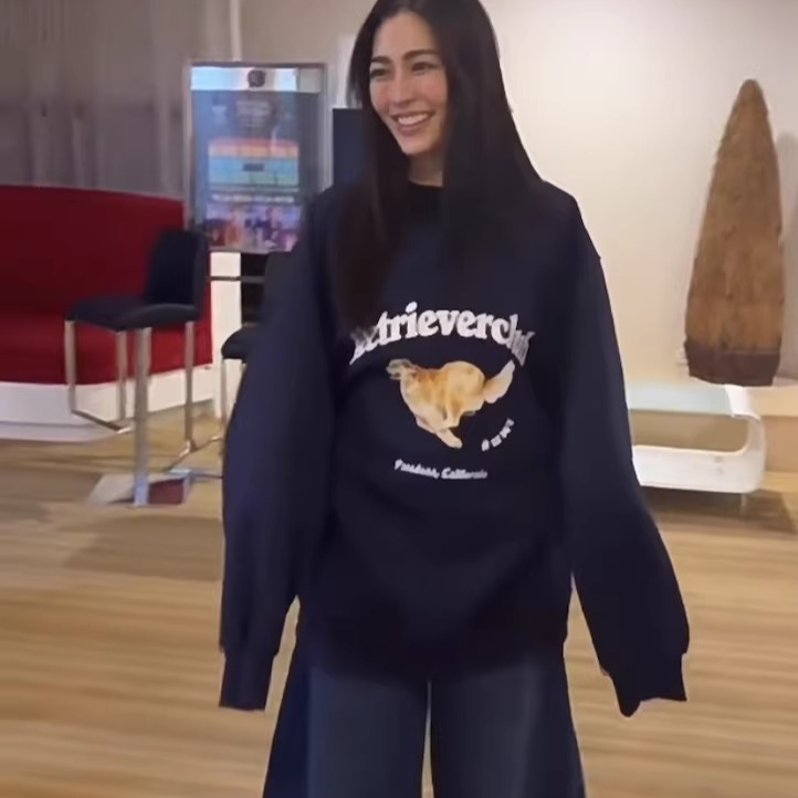 邝玲玲同款私服超大牛仔阔腿裤