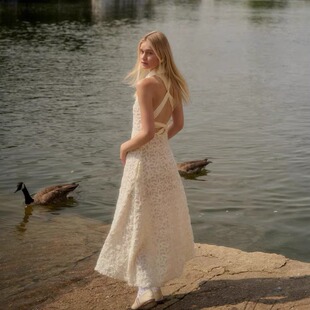 【泰国代购】设计师品牌 Janesuda 度假蕾丝交叉露背连衣裙长裙