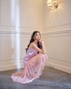 XOXO66 设计师设计 吊带蕾丝美人鱼连衣裙中长裙 泰国代购