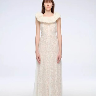 【泰国代购】设计师品牌 Janesuda 浪漫花朵蕾丝修身连衣裙长裙