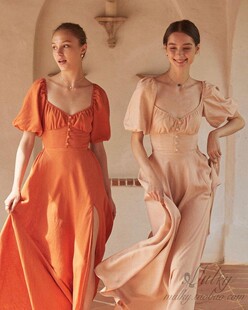 【泰国代购】设计师设计 Pleased 法式浪漫大领修身长裙连衣裙