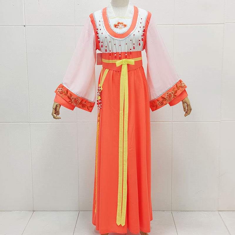 新款宫女乱麻串珠圆领绣花款戏服