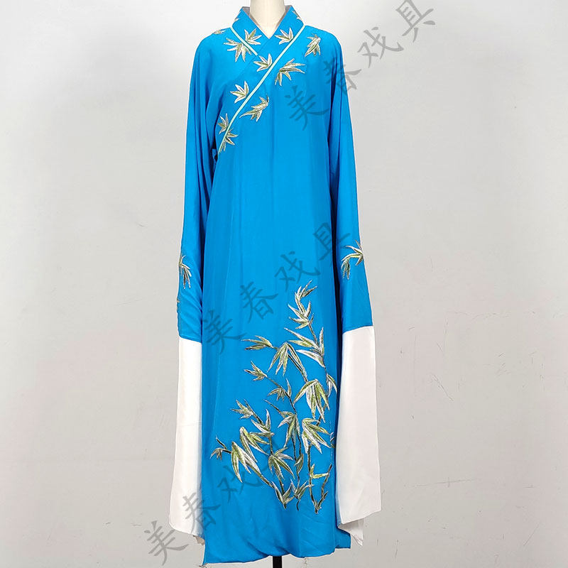 真丝竹叶斜领小生越剧戏服黄梅戏地方对锡剧戏剧戏曲舞蹈演出服饰
