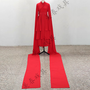 新款大红犯人衣长水袖越剧戏服黄梅戏古装戏剧戏曲琼剧潮汕歌仔戏