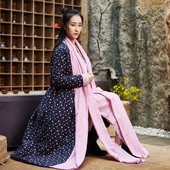 612 带围巾设计棉外套30893 慈缘原创中国风薄棉长款 大衣秋冬款