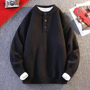 76313-特P70加厚版秋冬新款休闲毛衣男针织纯色毛衣打底衫外套图片