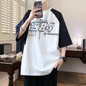 25162-特P40夏季休闲时尚T恤男短袖打底衫青少年潮牌印花T恤图片