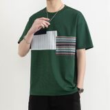 25168-特P40夏季休闲时尚T恤男短袖打底衫个性拼接撞色短袖t恤男，男装T恤，电商D310（原电商305）