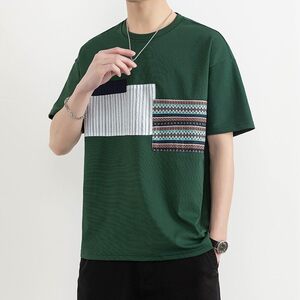 25168-特P40夏季休闲时尚T恤男短袖打底衫个性拼接撞色短袖t恤男