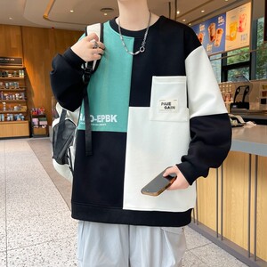 W24210-特P40 秋季休闲卫衣男长袖T恤打底衫 港风宽松打底衫图片