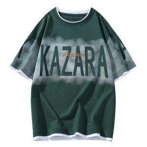 25159-特P40夏季休闲时尚T恤男短袖打底衫学生宽松圆领假两件短袖图片